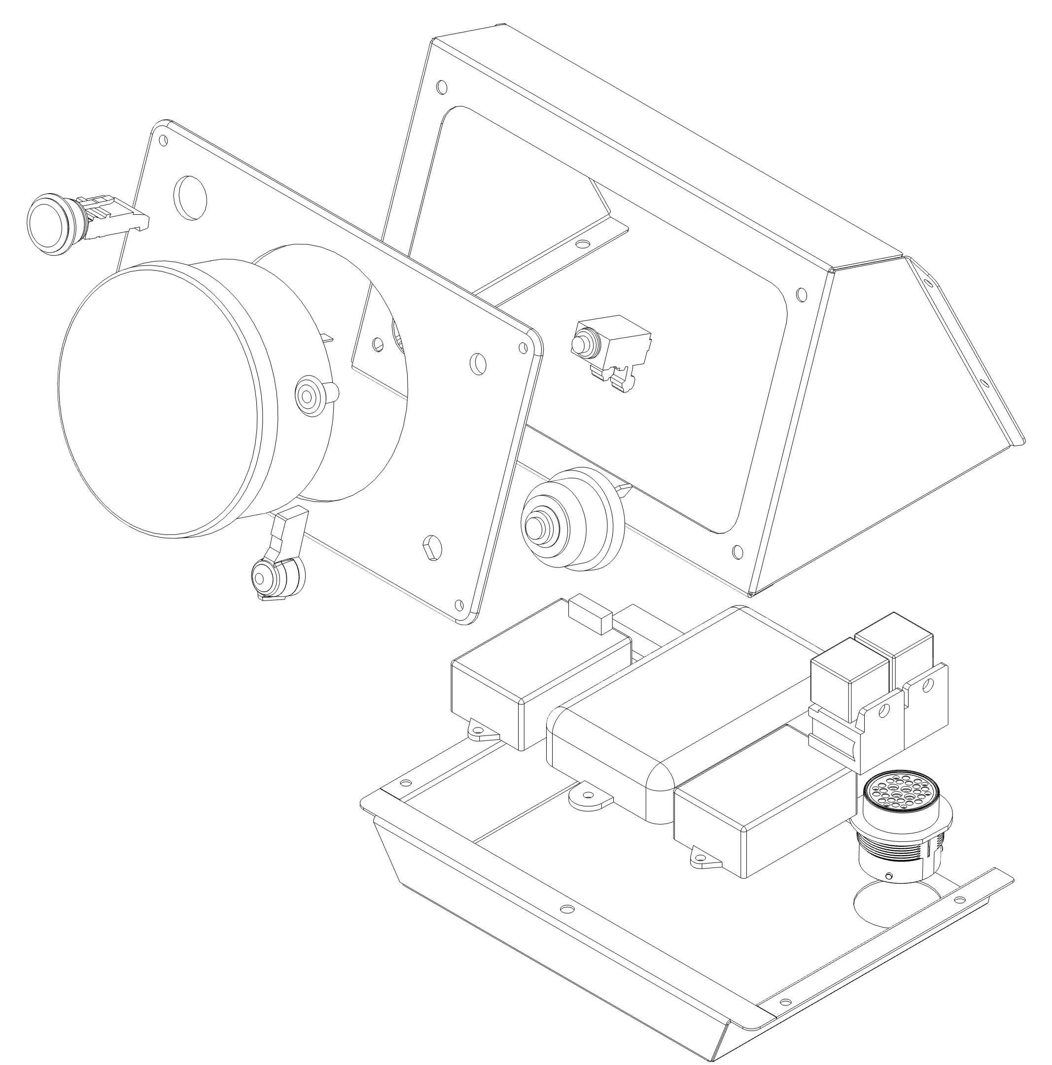 Exploded view of the dashboard showing component layers
