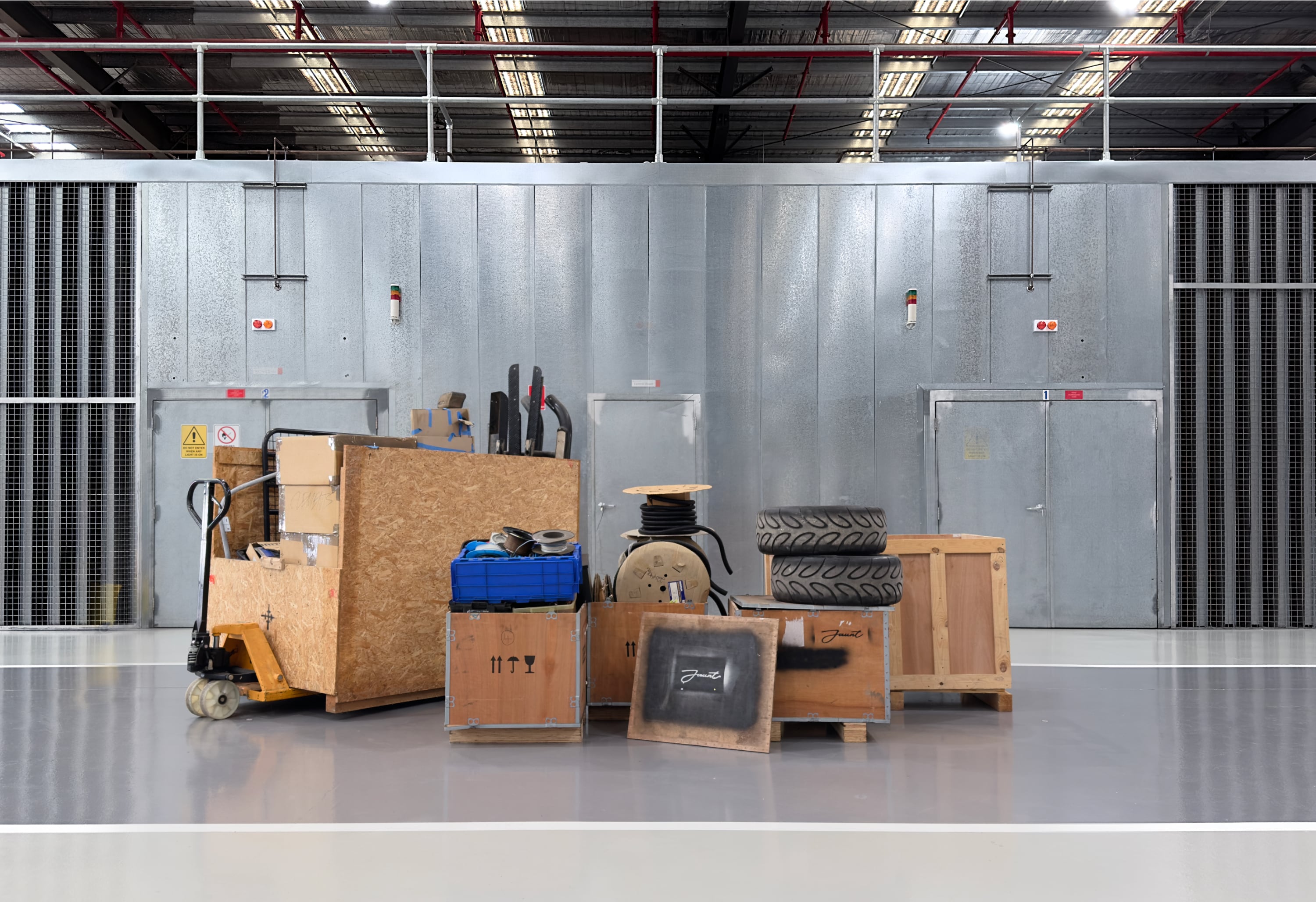 Workshop floor with multiple Jaunt builds in progress