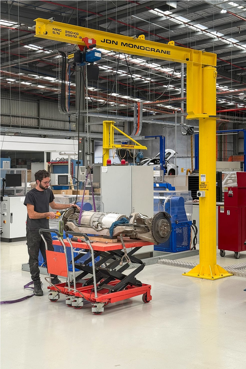 Tesla rear drive unit on the workshop bench